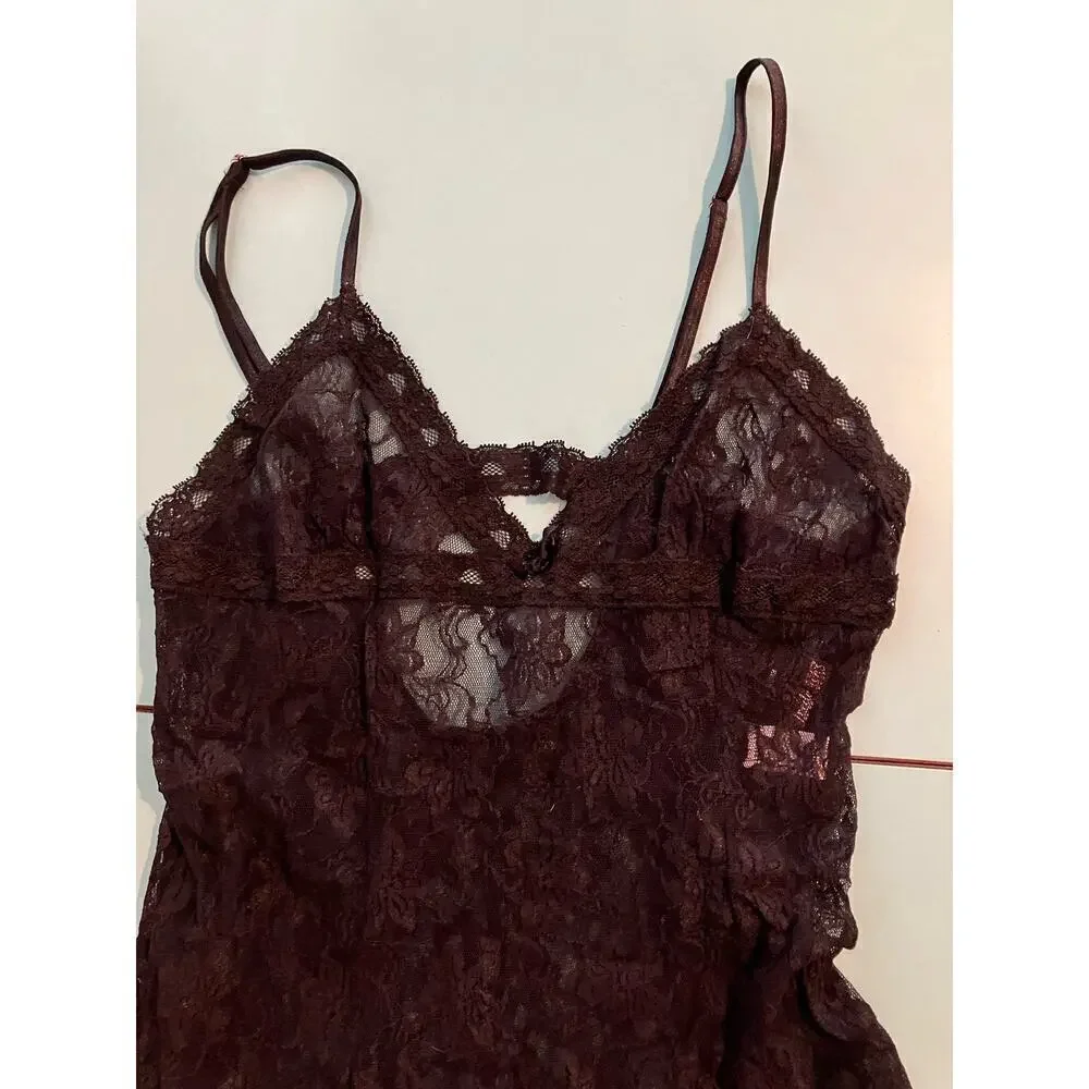 Frederick’s of Hollywood Sheer Black Lace Babydoll Slip Dress Lingerie